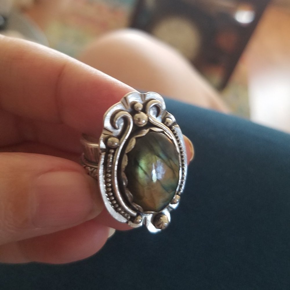 Crown Jewel Labradorite Sterling Silver Ring 7